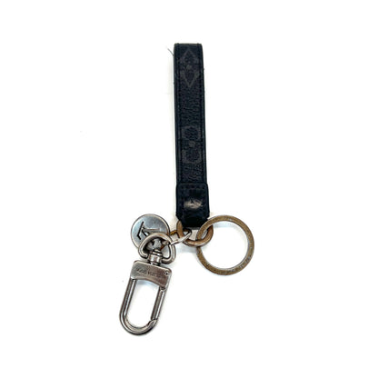 ✨Pre-Owned LV M61950 Dragonne Key Holder / Bag Charm 🖤 | Black Monogram + Silver HW