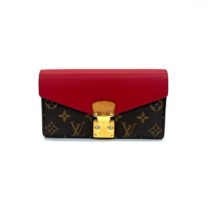 ✨Pre-Owned LV Pallas Long Wallet 🌹 | Monogram & Red Leather | 2016 N24833658