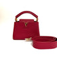 ✨Pre-Owned LV Capucines Mini Taurillon 👜 | Scarlet Red & Gold HW | Stunning Color N24841534