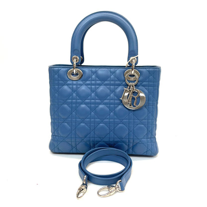 Pre-Owned Dior Lady Dior Medium Blue  | Silver Hardware | Incl. Strap N24930385