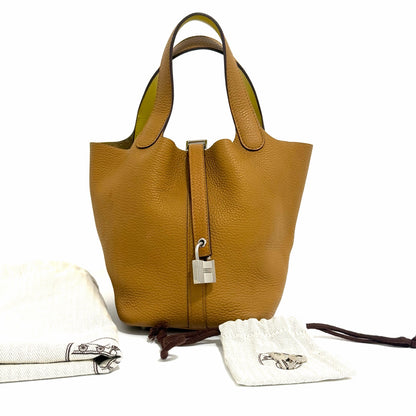 Pre-Owned Hermès Picotin Lock 18 Sesame & Lime Clemence Palladium Hardware /N25210118