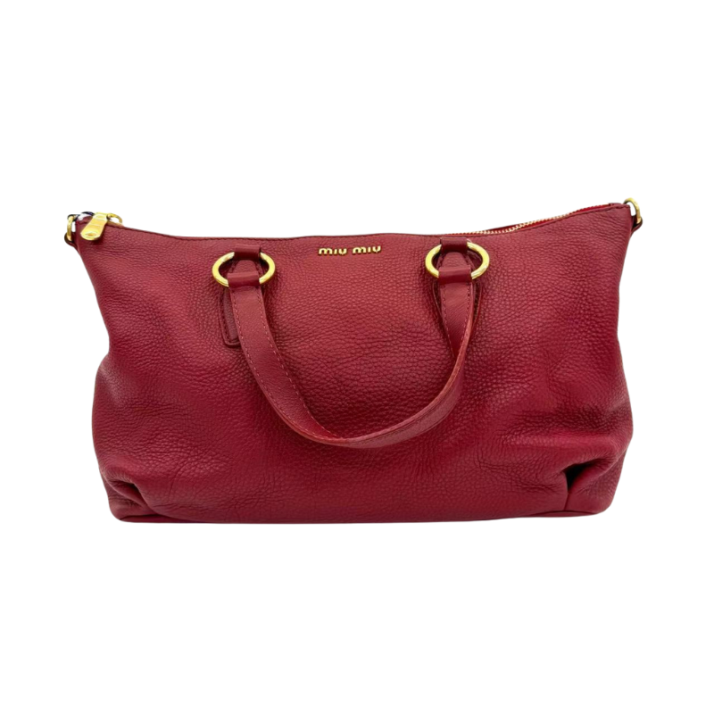 Pre-Owned Miu Miu Pebbled Leather Convertible Zip Tote N23900444