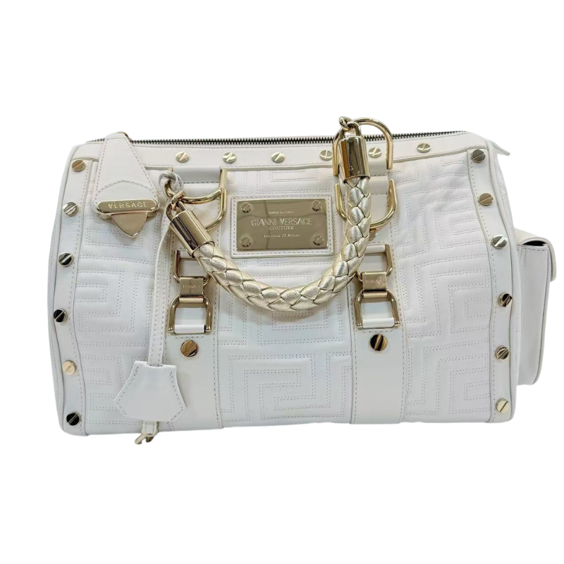 Pre-Owned Versace Madonna Greca Studded Boston Bag N23594377