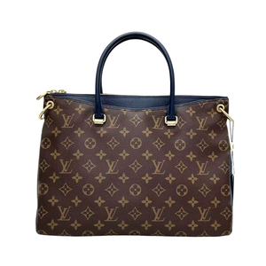 Pre-Owneded Louis Vuitton Pallas MM in Classic Monogram with a Marine Bleu (dark blue) calfskin leather accent panel SZ3032607143151