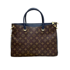 Pre-Owneded Louis Vuitton Pallas MM in Classic Monogram with a Marine Bleu (dark blue) calfskin leather accent panel SZ3032607143151