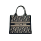 Pre-Owned Dior Blue Embroidered Classic Oblique Book Tote with Strap SZ3072607050976