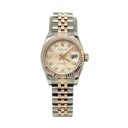 Pre-Owned Rolex Lady-Datejust 26 (Reference 179171) crafted in Rolesor — Rolex's signature two-tone blend of ⁠Oystersteel and 18k Everose Gold SZ5042607071350