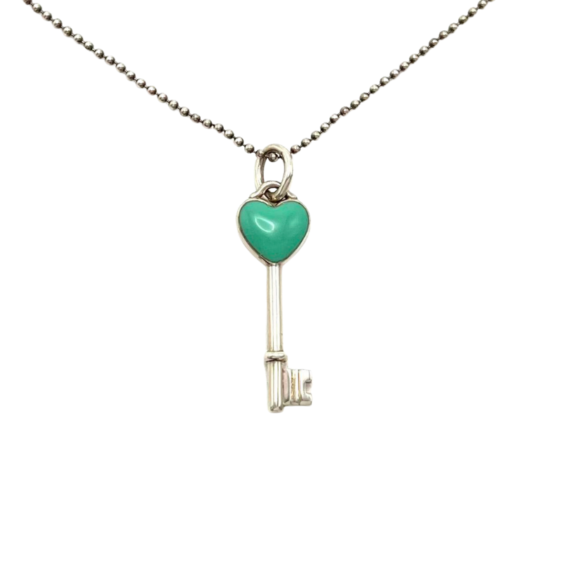 Pre-Owned Tiffany &amp; Co. Enamel Heart Key Necklace SZ3032606020269