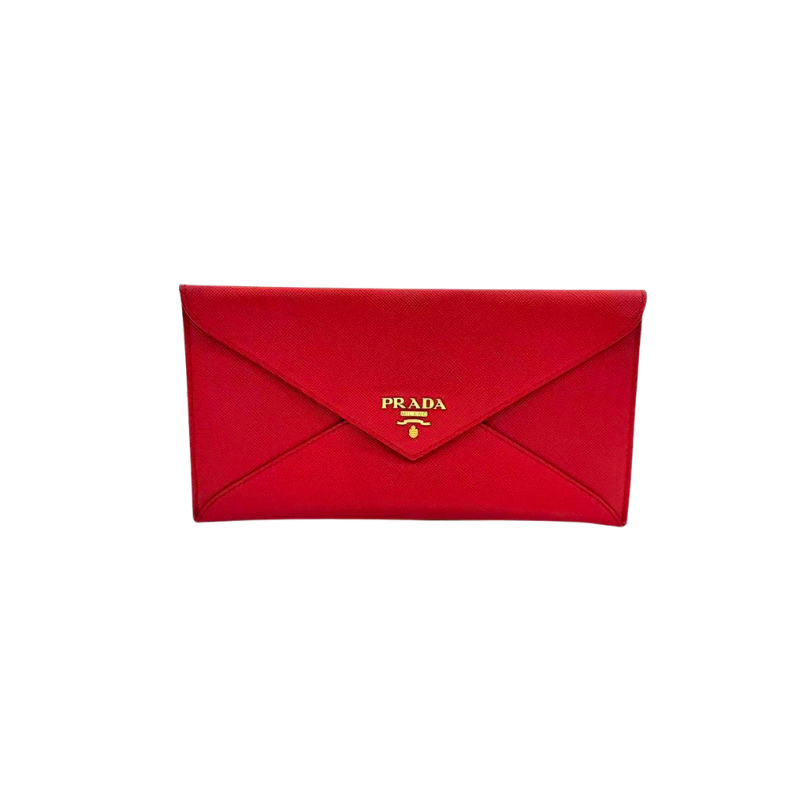 Pre-Owned Prada Saffiano Leather Envelope-Style Clutch (Model 1MF048) N23868384