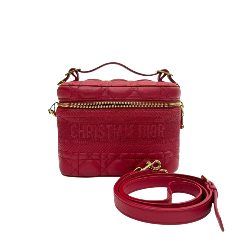 Pre-Owned Dior Small DiorTravel Vanity Case in Red Cannage Lambskin N23411406