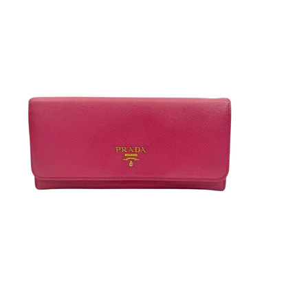 Pre-Owned Saffiano Leather Long Flap Wallet Continental style N23570606