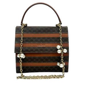 Pre-Owned CELINE Vintage Macadam (Triomphe Canvas) &amp; Stripe Accordion Handbag N23727659