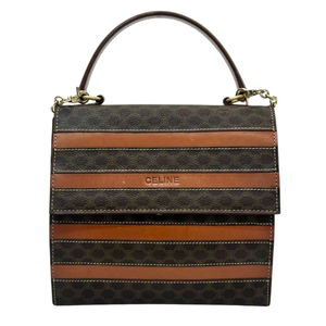 Pre-Owned CELINE Vintage Macadam (Triomphe Canvas) &amp; Stripe Accordion Handbag N23727659