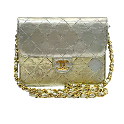 Pre-Owned Chanel Mini Square Flap Bag in metallic lambskin N23397768