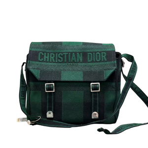 Pre-Owned DIOR Green & Black Check Camp Messenger Bag SZ3022605213519