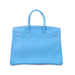 Pre-Owned Hermès Candy Blue Birkin 35 is a limited-edition piece specifically crafted in Epsom leather with Palladium hardware (silver-tone) SZ3022606213679