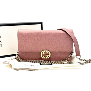 Pre-Owned GUCCI Pink Interlocking G Wallet on Chain (WOC) SZ3022606132321