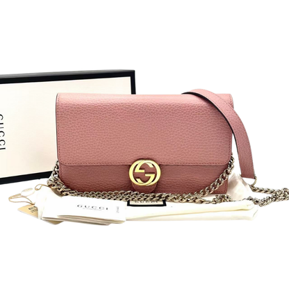 Pre-Owned GUCCI Pink Interlocking G Wallet on Chain (WOC) SZ3022606132321