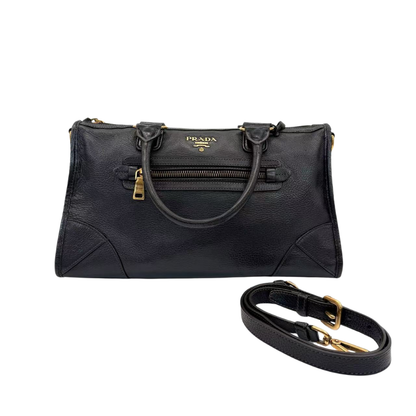 Pre-Owned Prada Vitello Daino Front Zip Convertible Boston/Satchel Bag (Model BL0639) N23933492