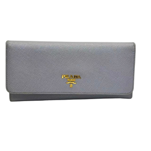 Pre-Owned Prada Light Gray Saffiano Leather Long Flap Wallet Continental style N23570696