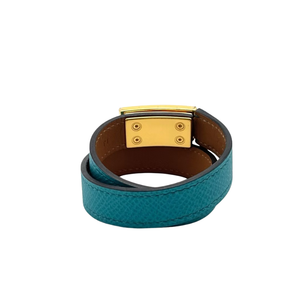 Pre-Owned Hermès Drag Double Tour Bracelet in Bleu Paon SZ3102602015286