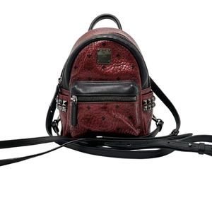 Pre-Owned MCM Mini Backpack in the red and black color-block SZ3022606101839