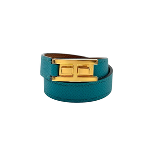 Pre-Owned Hermès Drag Double Tour Bracelet in Bleu Paon SZ3102602015286