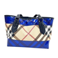 Pre-Owned Burberry Nova Check Coated Canvas/PVC Tote with Blue Patent Leather Trim N23931054