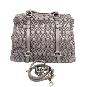 Pre-Owned Miu Miu Pleated Matelassé Lambskin Tote Bag N23924821