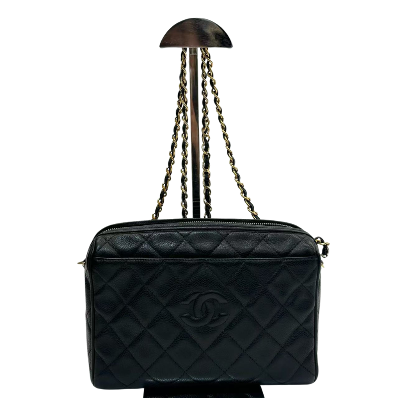 Pre-Owned Chanel Vintage Quilted Caviar Leather Camera Bag N23410904