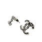 Pre-Owned Chanel 22P Black &amp; Silver Leather-Woven Chain Double-C Stud Earrings SZ3032512151046