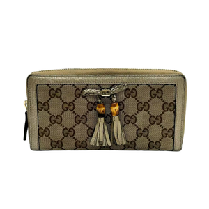 Pre-Owned Gucci Bamboo Tassel GG Canvas Long Zip-Around Wallet N23568809