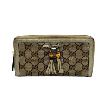 Pre-Owned Gucci Bamboo Tassel GG Canvas Long Zip-Around Wallet N23568809