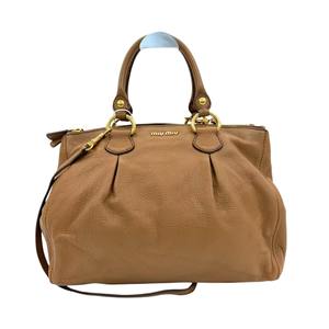 Pre-Owned Miu Miu Vitello Daino / Vitello Caribu Pleated 2-Way Tote N23923192