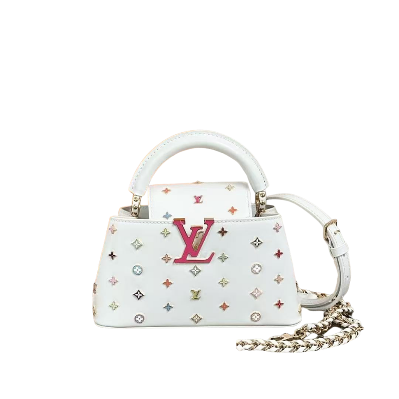 Pre-Owned limited-edition Louis Vuitton x Takashi Murakami Capucines East-West Mini (White Multicolore) SZ3032605295173