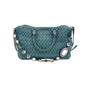 Pre-Owned Miu Miu Matelassé Crystal-Embellished Lambskin Tote N23936217