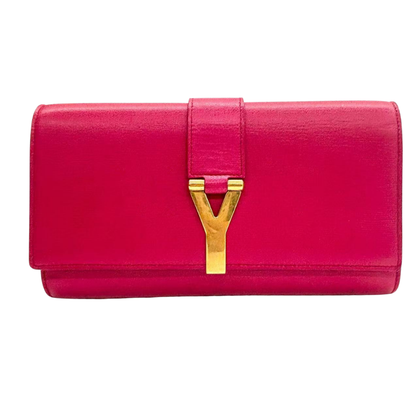 Pre-Owned Saint Laurent Classic Y Ligne Clutch in Fuchsia Pink N23526356
