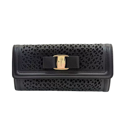 Pre-Owned Salvatore Ferragamo Vara Bow Continental Laser Cut Wallet N23371073