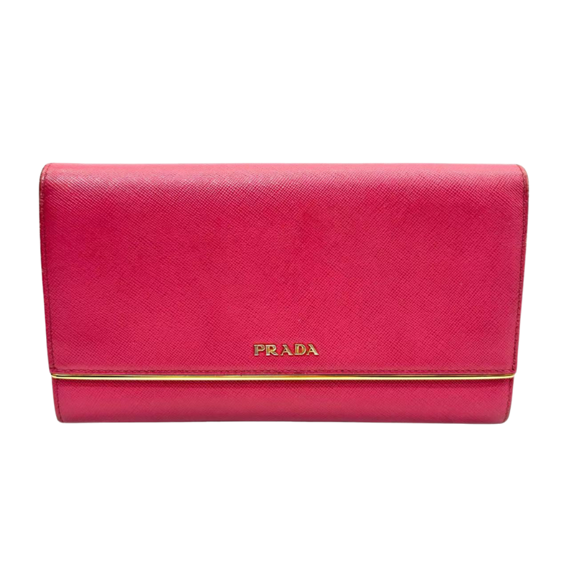 Pre-Owned Prada Saffiano Metal long flap wallet in magenta N23572219