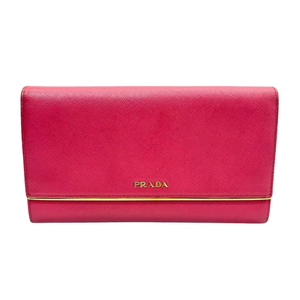 Pre-Owned Prada Saffiano Metal long flap wallet in magenta N23572219