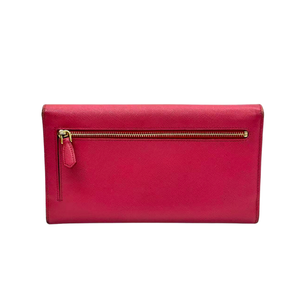 Pre-Owned Prada Saffiano Metal long flap wallet in magenta N23572219