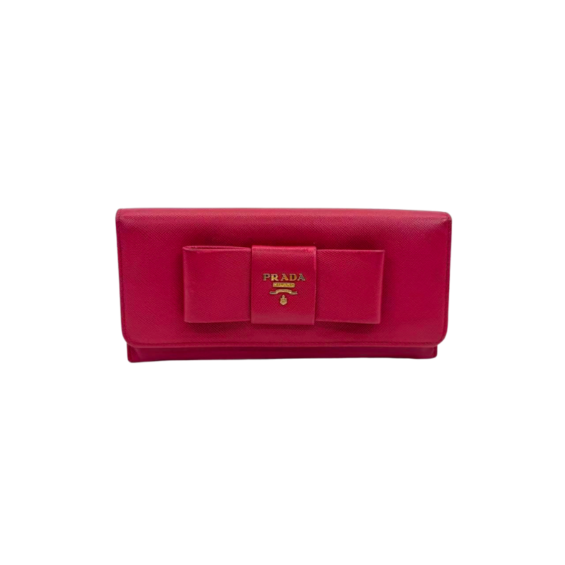 Pre-Owned Prada Saffiano Leather Long Wallet with Bow Detail (often referred to as the Saffiano Fiocco continental wallet) N23859618