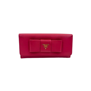 Pre-Owned Prada Saffiano Leather Long Wallet with Bow Detail (often referred to as the Saffiano Fiocco continental wallet) N23859618