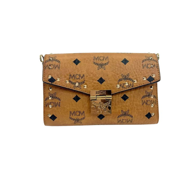 Pre-Owned MCM Patricia Small Visetos Studded Chain Wallet-on-Chain N23374581