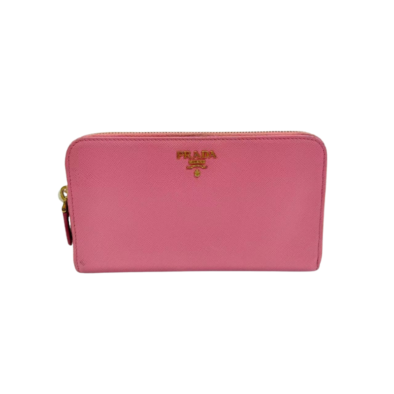 Pre-Owned Prada Pink Saffiano Leather Zip-Around Long Wallet N23571213