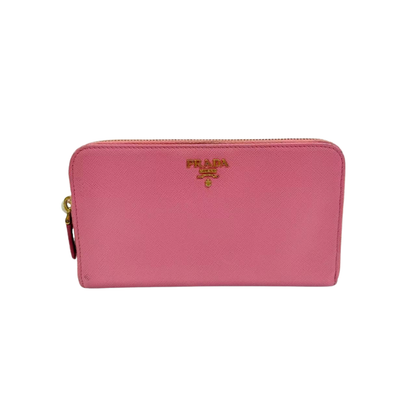 Pre-Owned Prada Pink Saffiano Leather Zip-Around Long Wallet N23571213