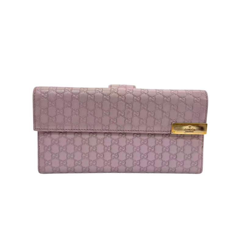 Pre-Owned Gucci Microguccissima Flap Continental Long Wallet in dusty/soft pink N23885401