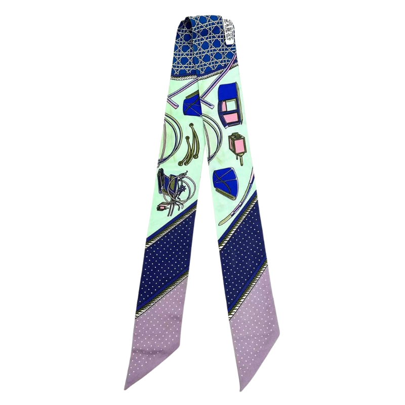 Pre-Owned Hermès Twilly scarf featuring the "Les Voitures à Transformation" SZ3022603091578