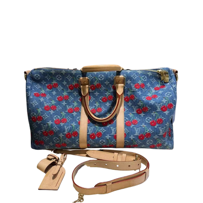 Pre-Owned Louis Vuitton x Takashi Murakami Cherry Keepall Bandoulière 45 (Style: M13875)