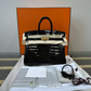 Pre-Owned  Hermès Birkin 25 (BK25) Handbag in Black Shiny Porosus Crocodile with Gold Hardware SZ304241108320